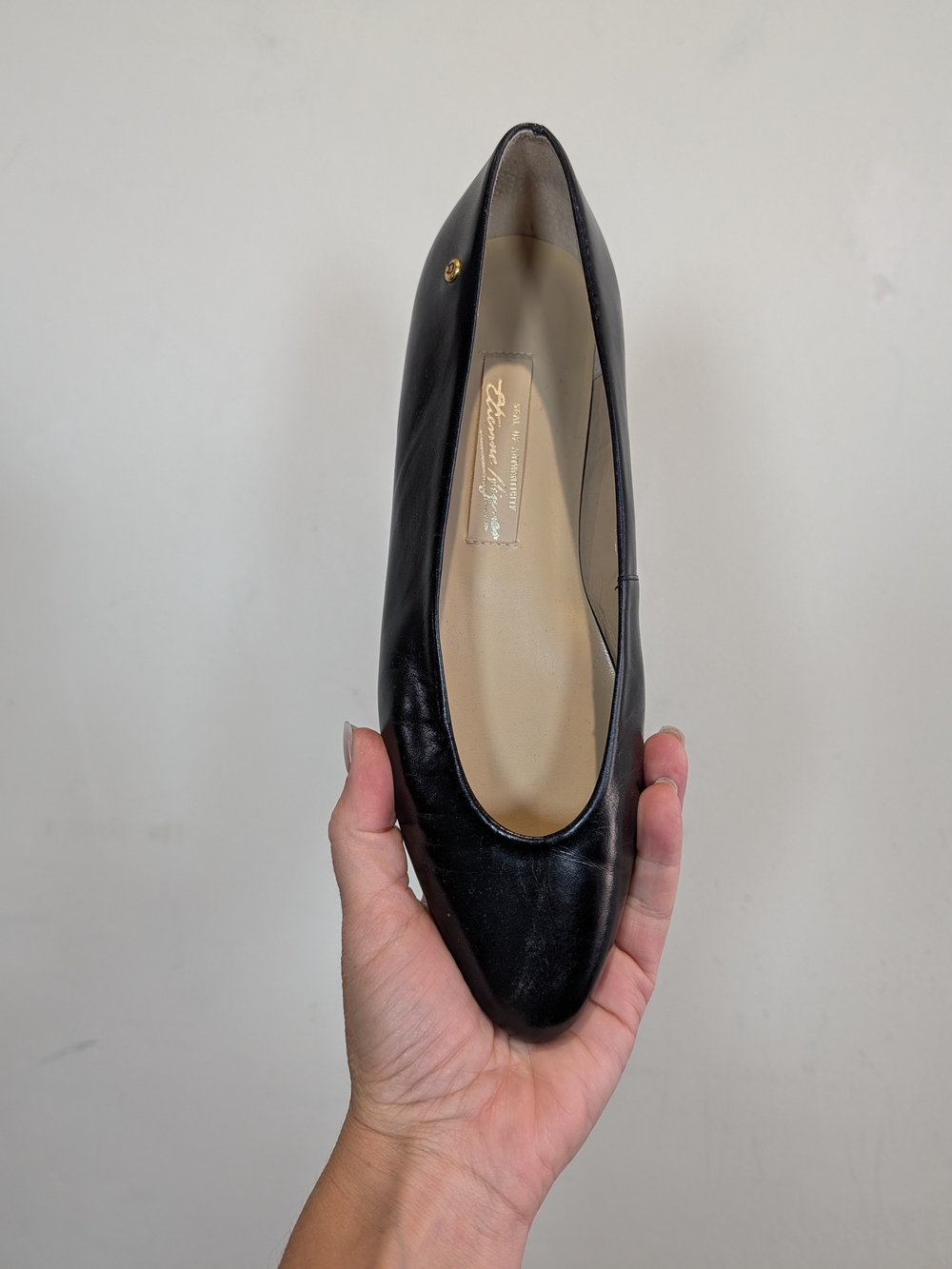 Etienne Aigner Collections Black Leather Ballet Flat, Size 7.5M